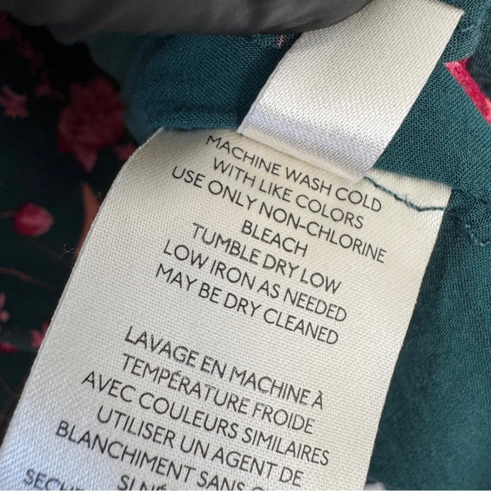 Free People Flower Fields Mini Dress Green Floral Boho Long Sleeve Sz M Flowy